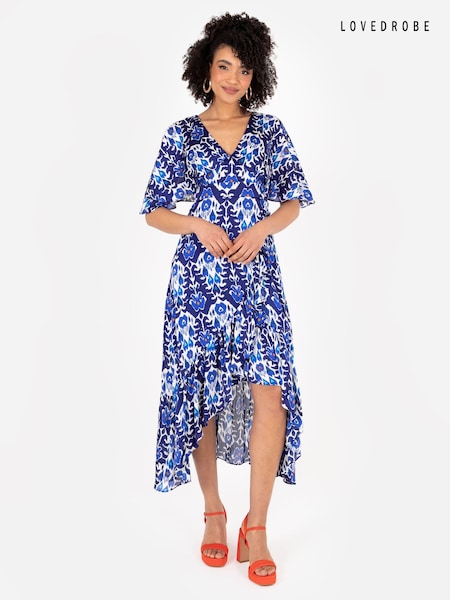 Lovedrobe Cape Sleeve Frill Wrap Hem Midaxi Dress (E13536) | €44