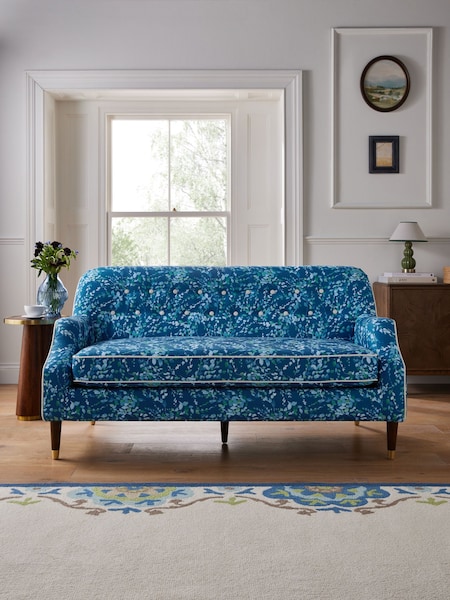 Nina Campbell Indigo Blue Midnight Leaves Walton Small 2 Seater Sofa (E13591) | €1,007