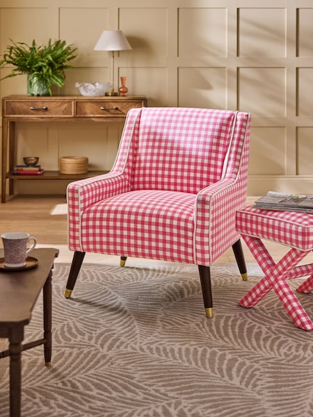 Nina Campbell Pink Bracken Gingham Check Rosebury Accent Chair (E13648) | €442