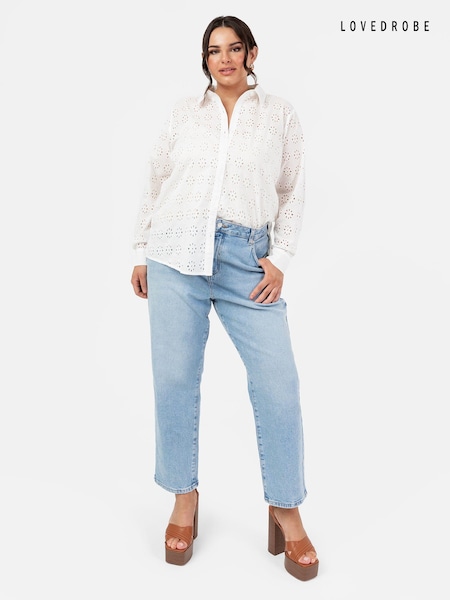 Lovedrobe Broderie 100% Cotton Long Sleeve White Shirt (E13663) | €30