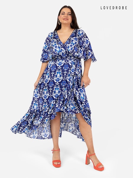 Lovedrobe Cape Sleeve Frill Wrap Hem Midaxi Dress (E13665) | €43