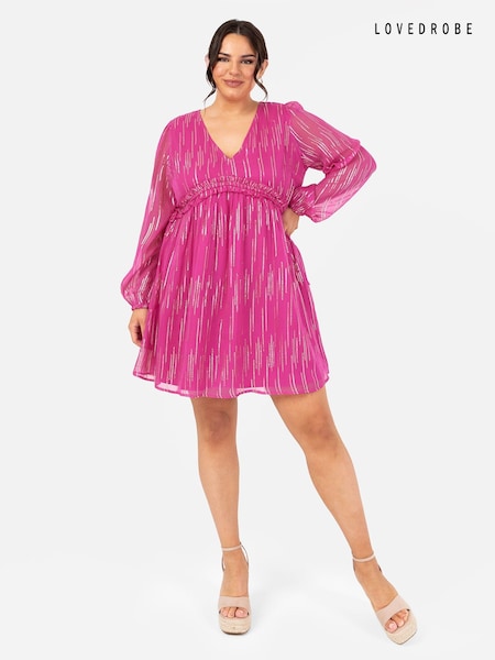 Lovedrobe Pink Balloon Sleeve Side Tie Mini Dress (E13666) | €33