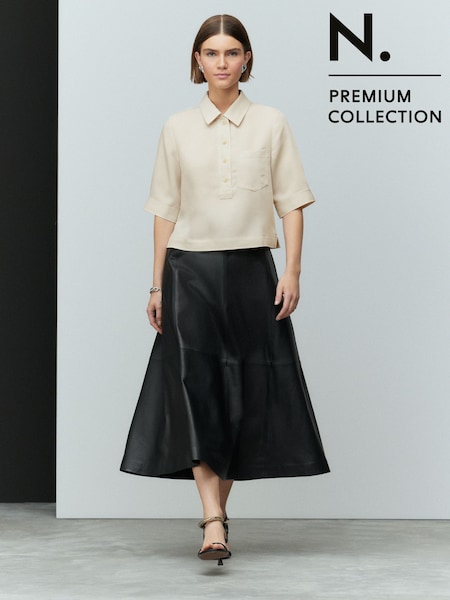 Black N. Premium Genuine Leather Skirt (E13687) | AED377
