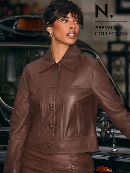 Chocolate Brown N. Premium Genuine Leather Jacket (E13688) | €101