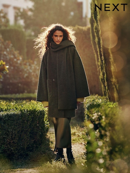 Olivgrün - Coatigan Scarf Coat Set (E13697) | 49 €