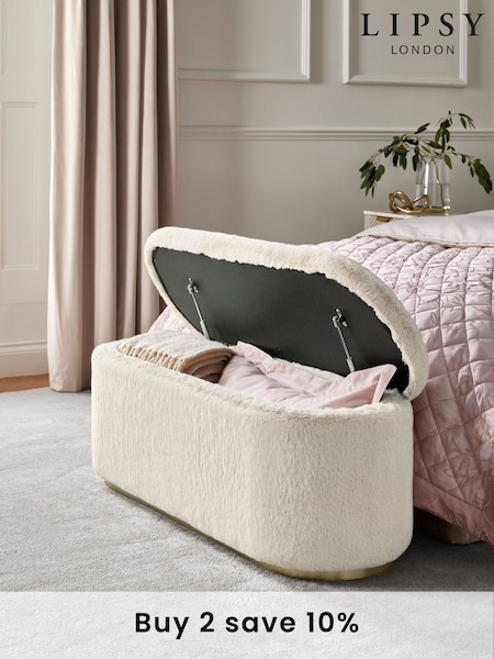 Lipsy Mink Faux Fur Laurel Ottoman Storage (E13712) | €441