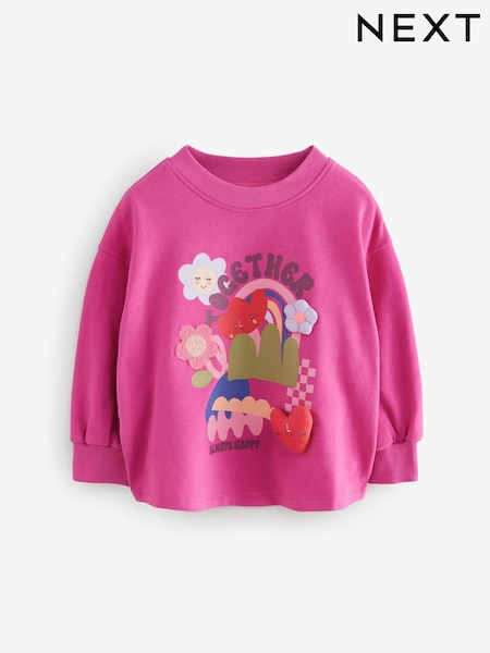 أرجواني ـ رسمة شخصية مبطنة - Long Sleeve 100% Cotton T-Shirt (3mths-7yrs) (E13713) | ‏28 ر.ق. - ‏34 ر.ق.