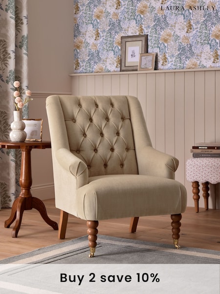 Laura Ashley Baron Chenille Hazelnut Ropsley High Back Accent Chair (E13719) | €600