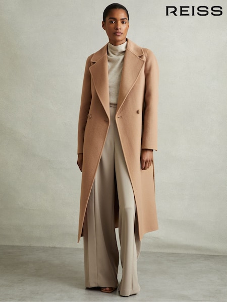 بني فاتح - Reiss Lucia Wool Blend Double Breasted Blindseam Coat (E13756) | ‏2,506 د.إ.‏