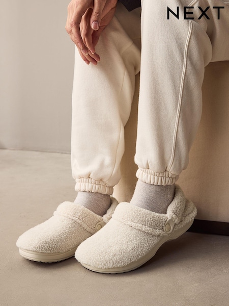 Ecru Borg Eva Clog Slippers (E13763) | R$ 175