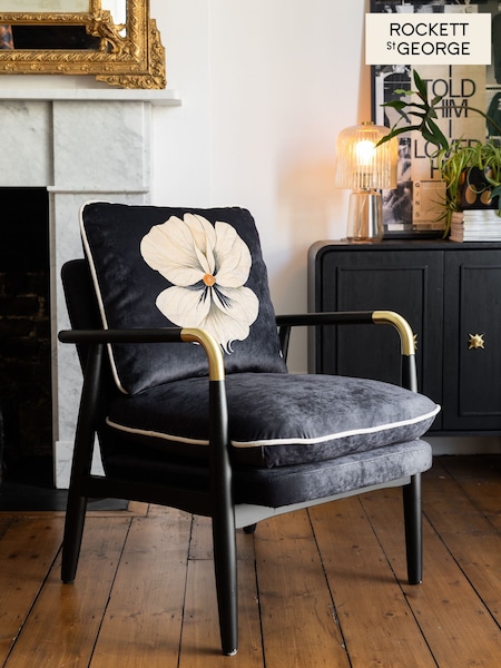 Rockett St George Black Floral Velvet Signature Accent Chair (E13783) | €631