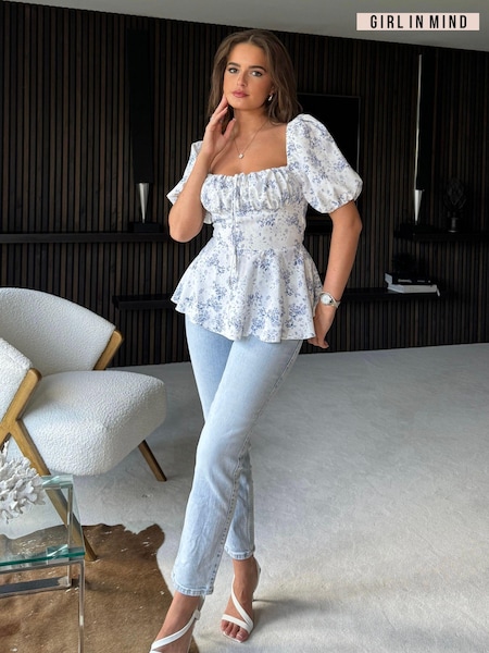 Girl In Mind White Jemima Square Neck Top (E13813) | 129 LEI