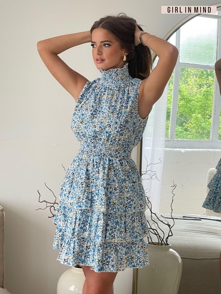 Girl In Mind Esmeralda Shirred Waist Frill Skirt Mini Dress (E13824) | 161 LEI