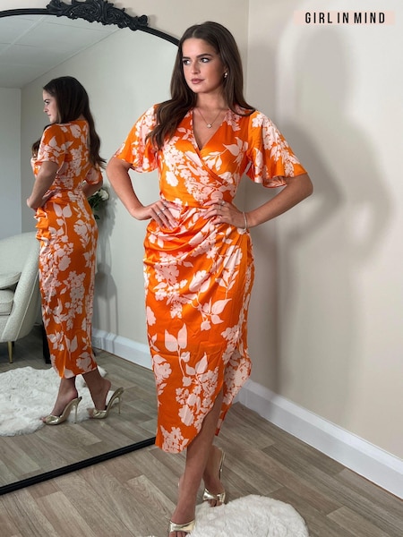Girl In Mind Natasha Angel Sleeve Wrap Midi Dress (E13830) | €26