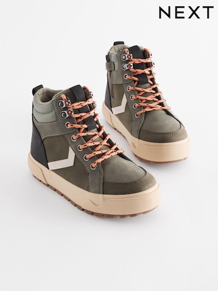 Khaki Wide Fit (G) Cleated High Top Boots (E13853) | €26 - €30