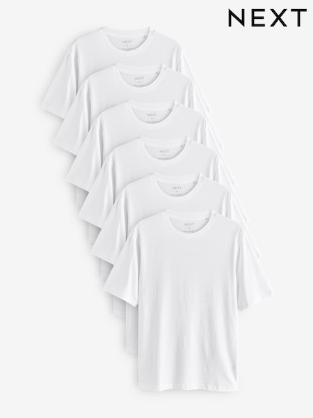 White Regular Fit Essential Cotton T-Shirts 6 Pack (E13882) | 223 QAR