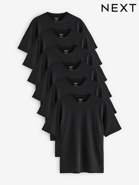 أسود - تلبيس قياسي - Essential Cotton T-Shirts 6 Pack (E13884) | ‏17 د.ك.‏