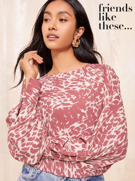 وردي - Friends Like These Long Sleeve Cuff Detail Top (E13958) | ‏78 د.إ.‏