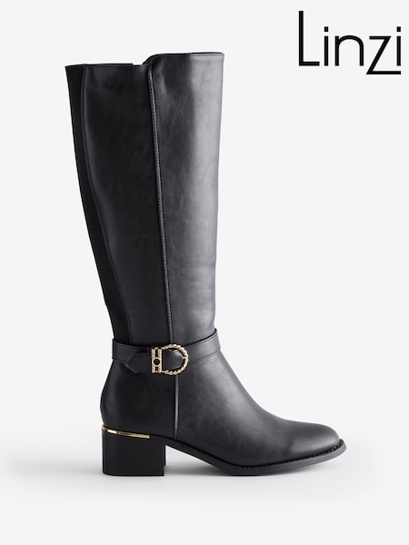 Linzi Black Gaze Croc Patent Chelsea Boots With Soft Stud Detail (E13994) | AED262