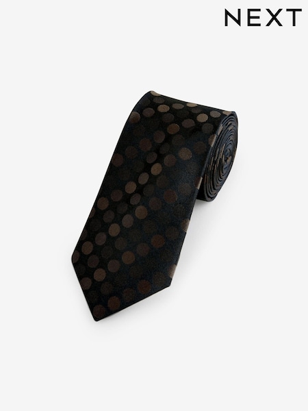 Brown Tonal Polka Dot Silk Design Tie (E14027) | €7.50