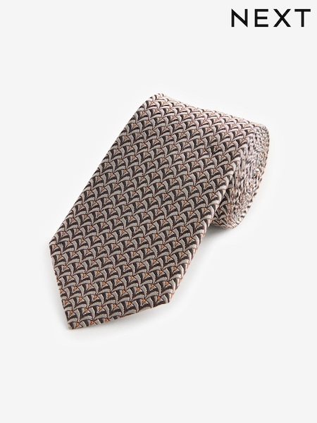 Marron neutro con estampado geométrico - Silk Design Tie (E14029) | 29 €