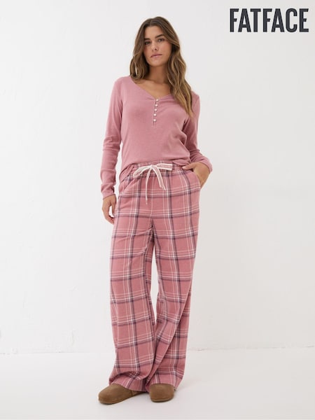 FatFace Lola Pink Check 100% Cotton Pyjama Bottoms (E14048) | €23.50