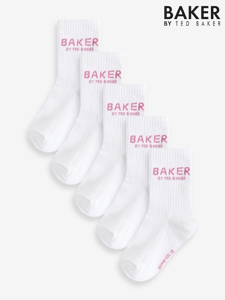 Baker by Ted Baker White Socks 5 Pack (E14130) | 20 € - 22 €