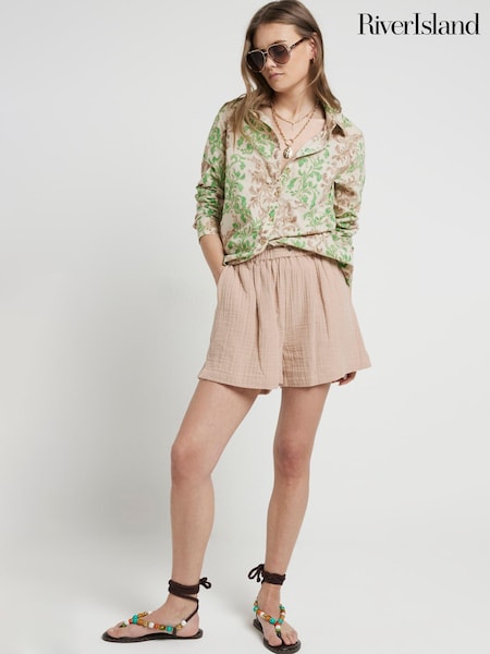 River Island Green Abstract 100% Cotton Shirt (E14146) | €15
