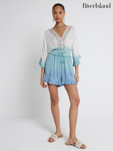 River Island Blue Ombre Embellished Playsuit (E14159) | € 35