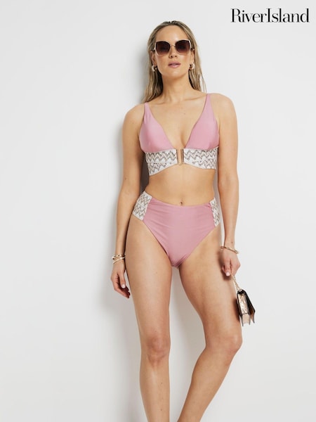 River Island Pink Elastic High Waisted Bikini Briefs (E14190) | €8