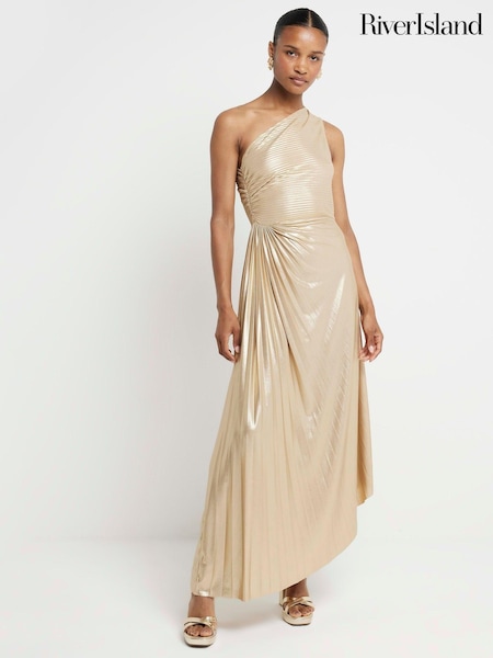 River Island Asym Pleat Slit Midi Dress (E14191) | €33