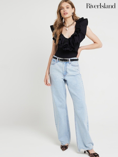 River Island Black Frill Wrap Bodies (E14200) | €20