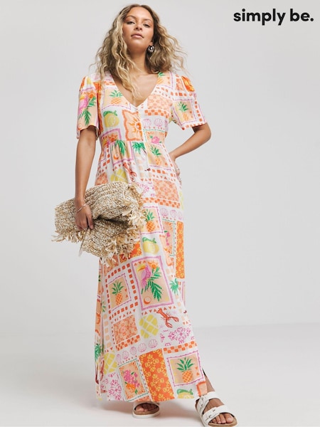 Simply Be Crinkle Button Through Maxi Dress (E14257) | 33 €