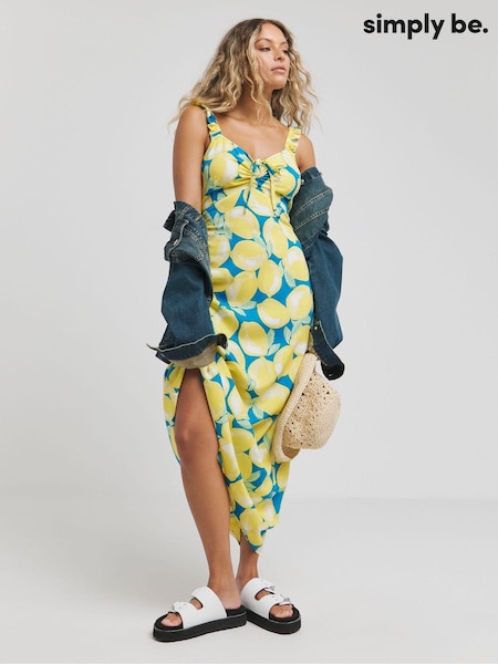 Simply Be Yellow Tie Front Midi Dress (E14264) | €55