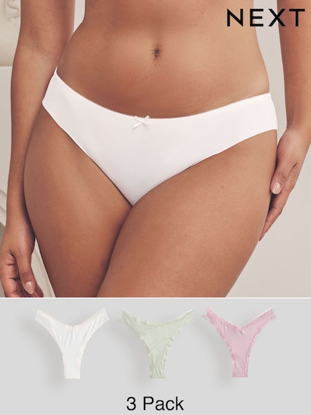 Розовый/белый/зеленый с принтом - Knickers 3 Pack (E14313) | €12