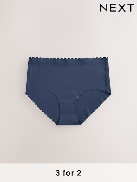 Navy Full Brief No VPL Scallop Edge Knickers (E14351) | €13