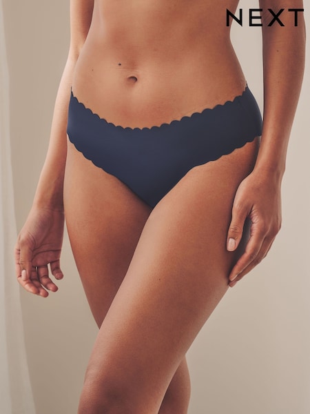 Navy Brazilian No VPL Scallop Edge Knickers (E14353) | €11