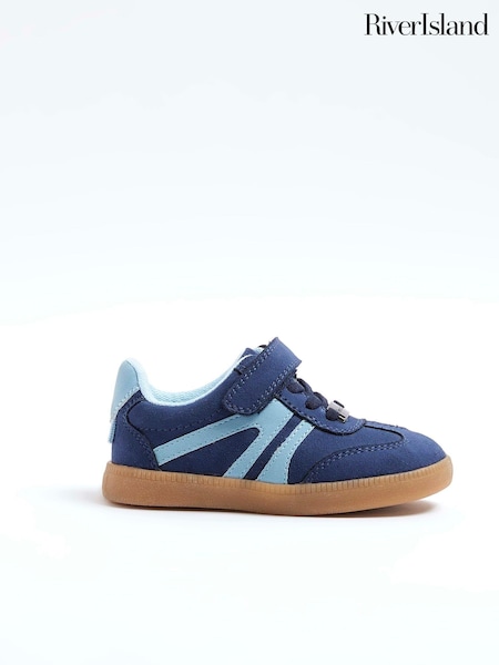 River Island Blue Boys Side Stripe Trainers (E14438) | AED42