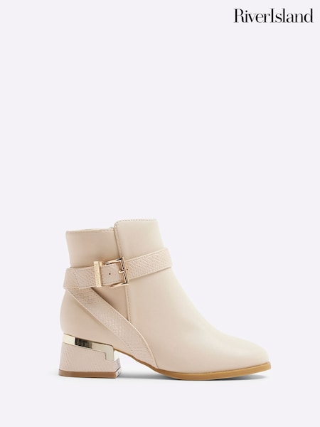 River Island Cream Girls Heeled Boots (E14452) | AED93