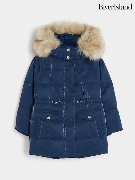 River Island Blue Girls Monogram Padded Coat (E14466) | €55