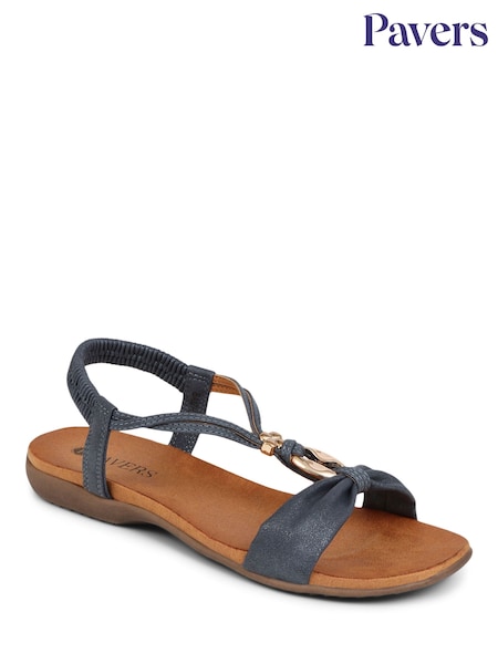 Синий с хромированной отделкой - Pavers Flat Strappy Sandals (E14473) | €40