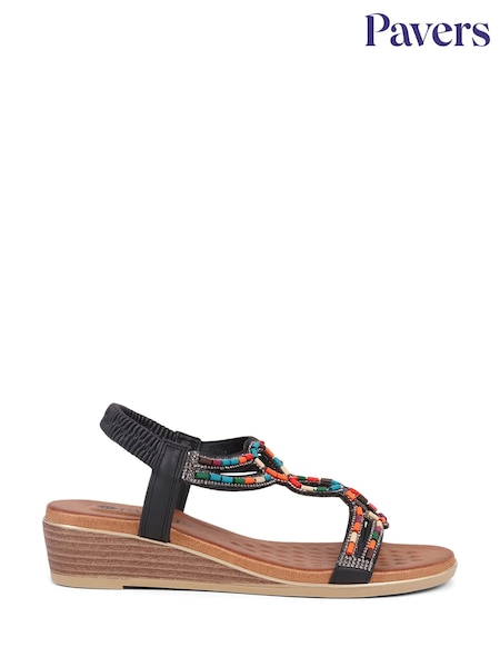 Negru - Pavers Embellished Pantofi cu platformă Sandale (E14485) | 261 LEI