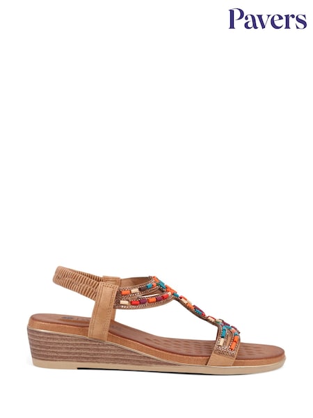 Cămilă - Pavers Embellished Pantofi cu platformă Sandale (E14492) | 261 LEI