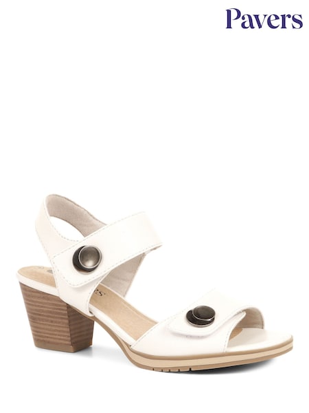Pavers White Pavers Grey Adjustable Block Heel Sandals (E14503) | €51