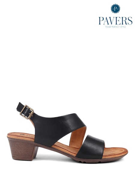 Pavers Black Block Heeled Sandals (E14521) | ₪176
