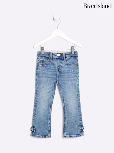 River Island Blue Girls 100% Cotton Denim Flare Fit Jeans (E14566) | €13