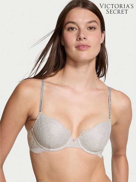 Victoria's Secret Silver Pearl Grey Lightly Lined Demi Twinkle Strap Bra (E14604) | €68