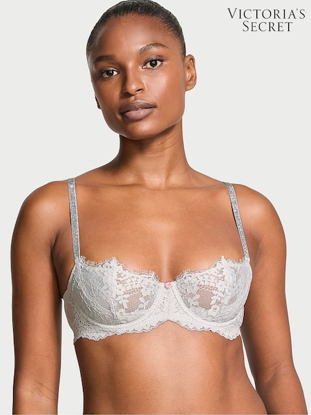 Victoria's Secret Silver Pearl Grey Unlined Balcony Twinkle Strap Bra (E14610) | €56
