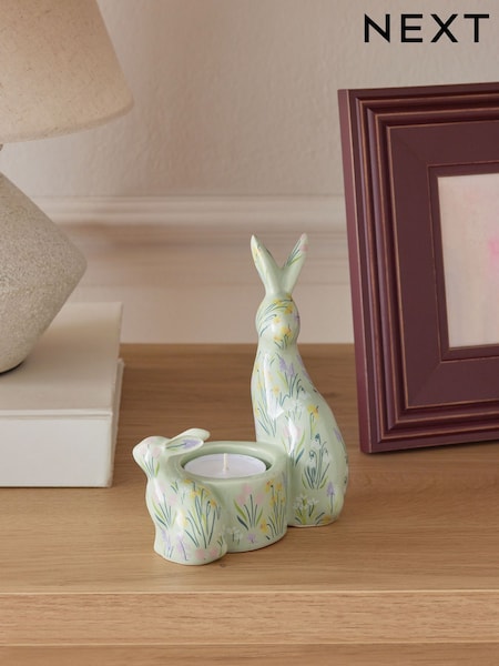 Multi Pastel Floral Bunny Tea Light Candle Holder (E14648) | CA$30