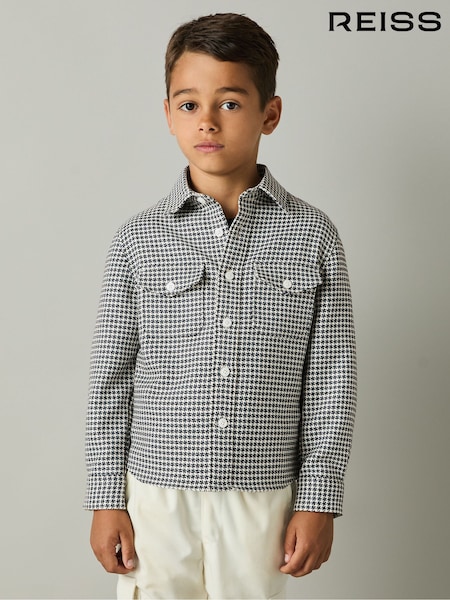 Reiss Blue Logic Dogtooth Twill Overshirt (E14719) | €64